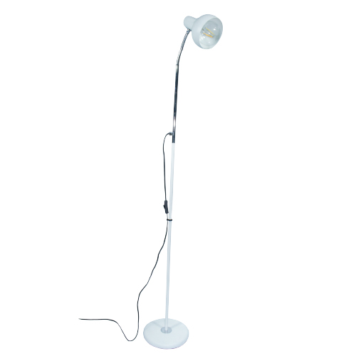 Lámpara de pie para E27 con flexible diámetro 13cm y alto 1,6mts blanca